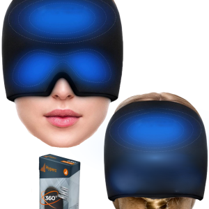 HYPERZ Gorro Para Migraña Doble Gel Frente y Atrás 360 Compresa Frío o Calor Ideal para Dolor De Cabeza y Ojos